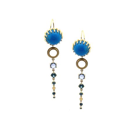 Ceruleite and Sapphire Drip Dangle Earrings
