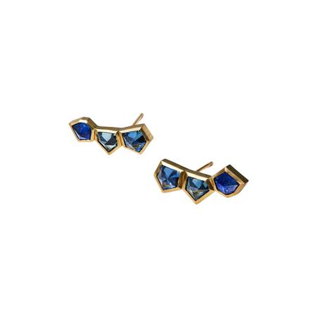 Geometric Sapphire Climber Stud Earrings