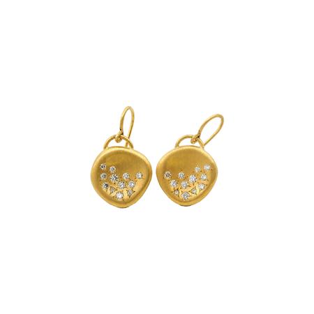 Gold and Diamond Round Drop Earring