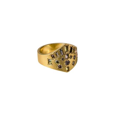 Diamond Gem Shield Ring