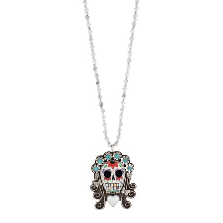 La Muerta Bonita Turquoise Crown Pendant Necklace 