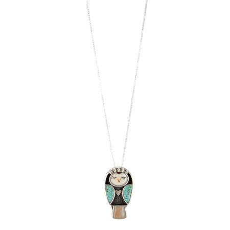 #8 Turquoise Owl Pendant Necklace