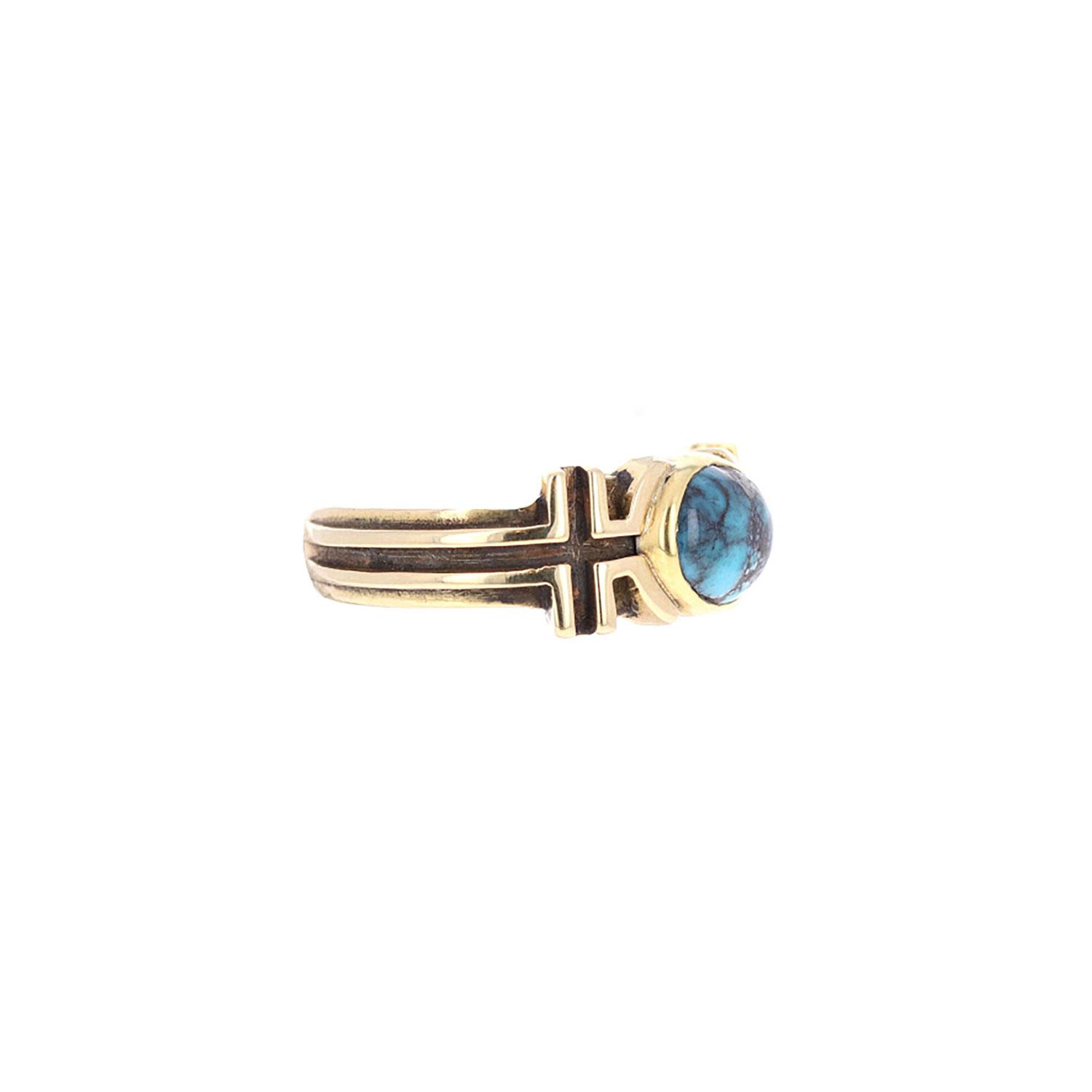 Mini Ball Turquoise Cross Ring