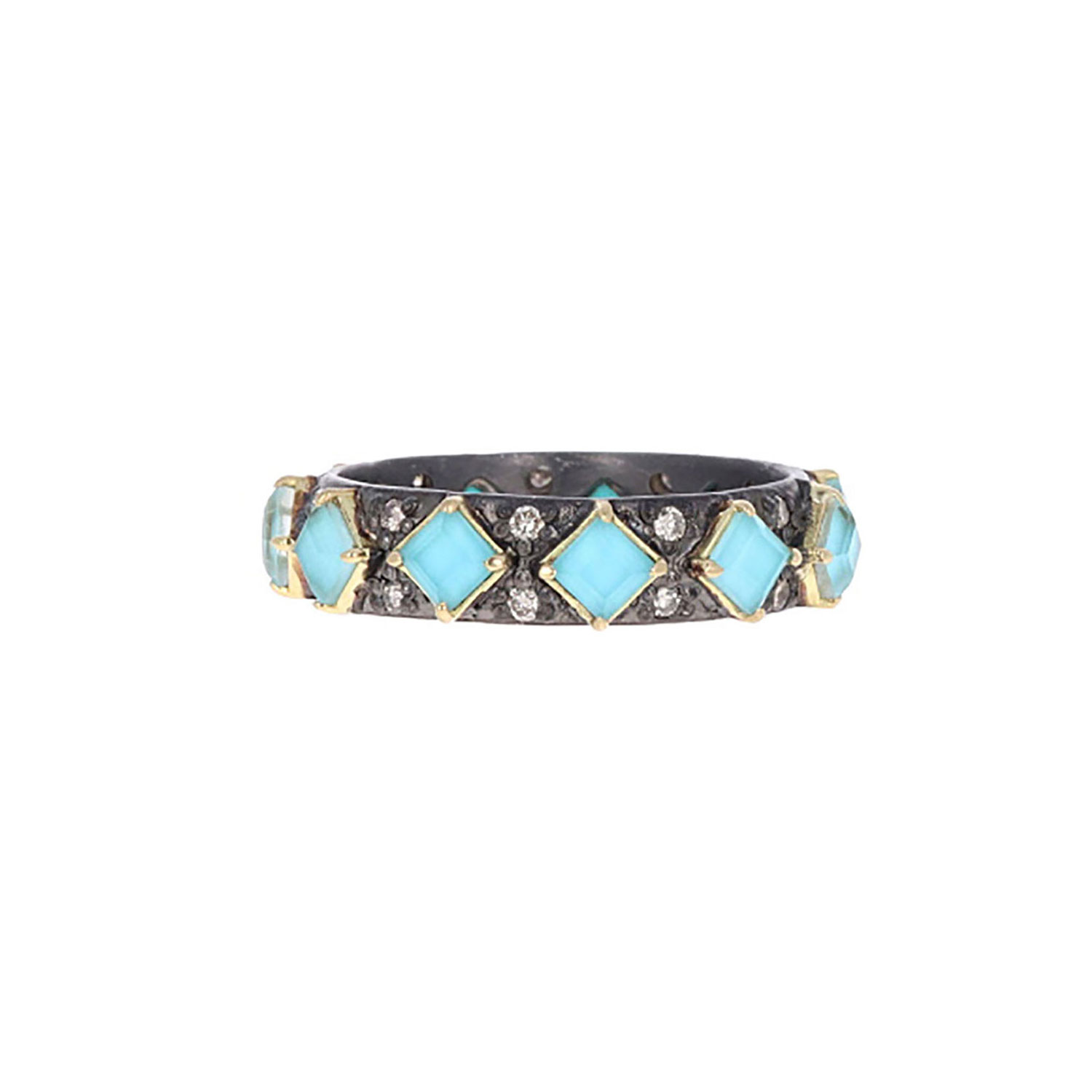 Turquoise Doublet Stacker Band Ring By Artist Emily Armenta