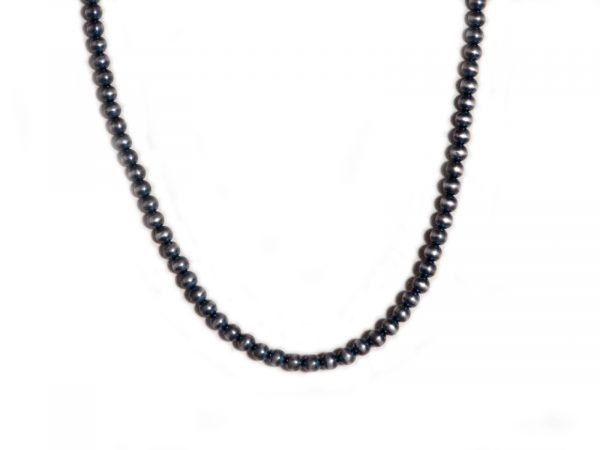 5mm Oxidized Sterling Silver Beaded 24" Necklace
