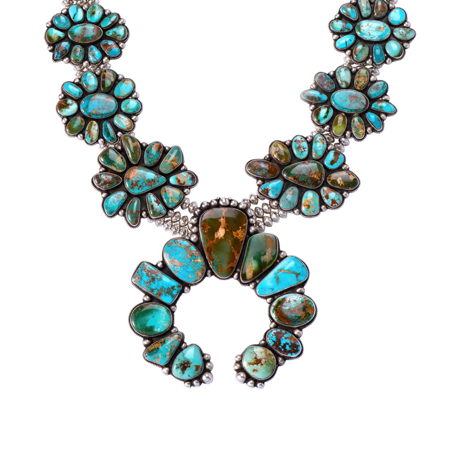  Western Style Turquoise Stone Squash Blossom