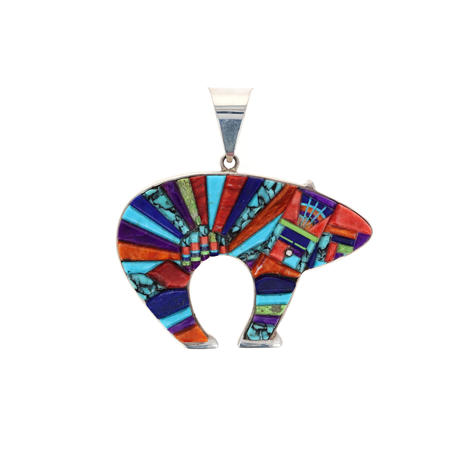 Double Sided Cobble Inlay Bear Pendant
