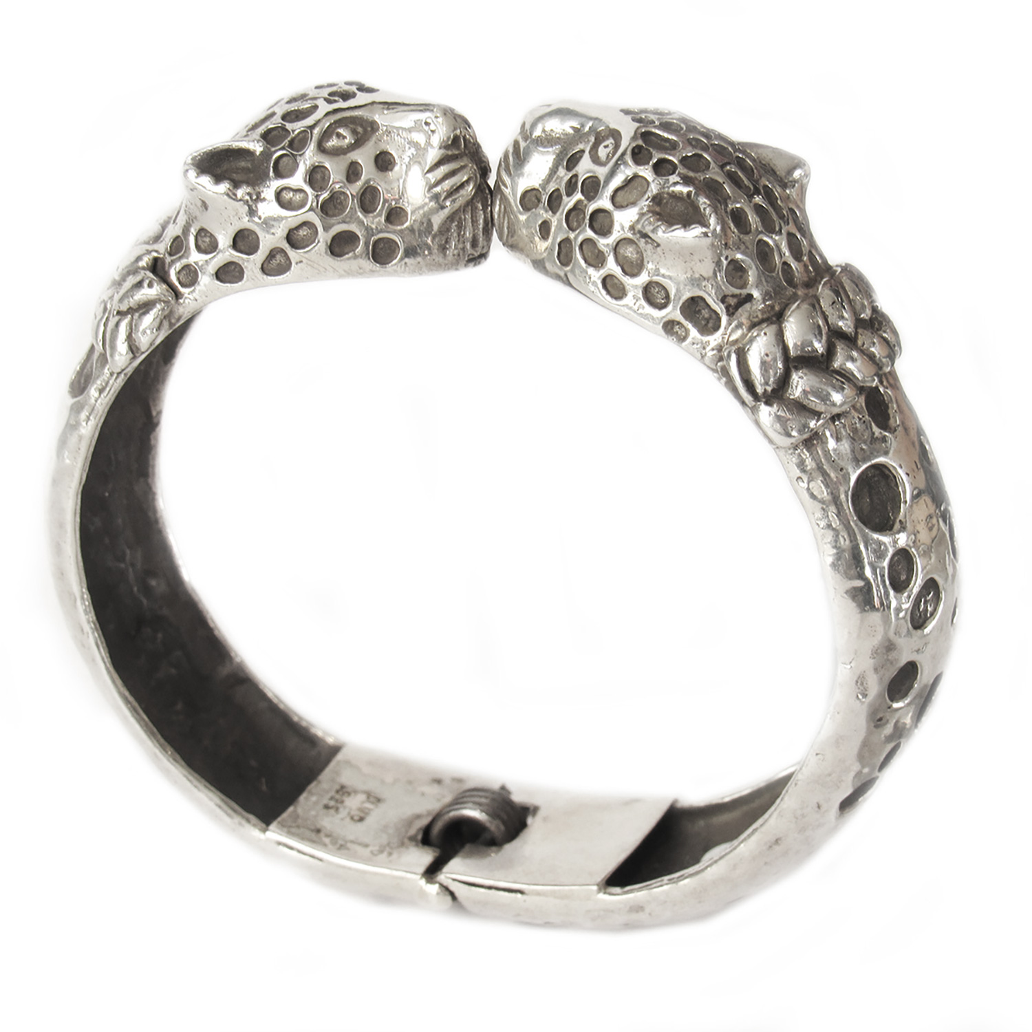 Sterling Silver Leopard Jasper inlay  Bangle bracelet.
