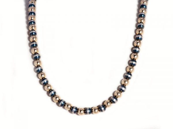 7mm Oxidized Sterling Silver Gold Filled Beaded 18" Necklace